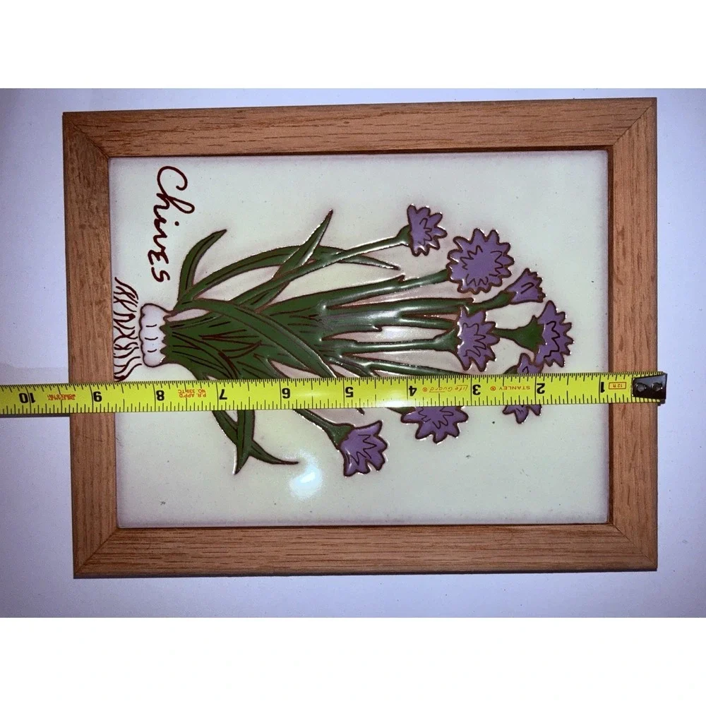 Chives‎ Hand Painted Decorative Tile Herb Kitchen Design Framed